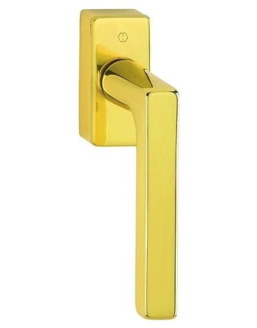 Drehkipp-Fenstergriff, Dallas M0643/US943, mit eckiger Rosette, Vierkant 7x 32-42, messingfarben poliert-Resista - HOPPE