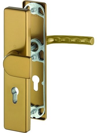 HOPPE Sicherheits-Wechselgarnitur Birmingham 78G/2222A/2440/1117, Langschild eckig, 15mm, ES 0, ohne Zylinderabdeckung, Profilzylinder gelocht, Entfernung 72mm, Vierkant 8mm, Türstärke 37-42mm, bronzefarben eloxiert