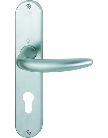 HOPPE Drückergarnitur Atlanta M1530/302, Langschild, oval, Profilzylinder gelocht, Entfernung 72mm, Vierkant 8mm, Türstärke 37 - 47mm, Befestigungstechnik ohne Stütznocken, silber, satiniert verchromt-Resista