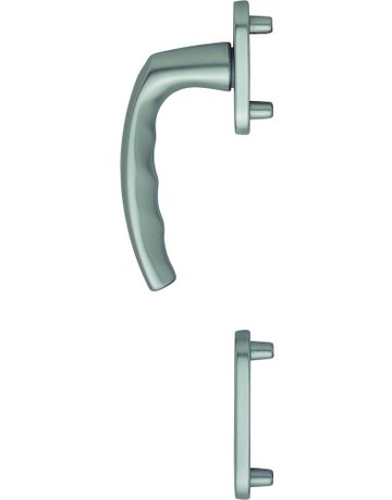 Fenstertür- Halbgarnitur, Profilzylinder gelocht, Atlanta 0530/66N/66NS, Nockendurchmesser 10, Aluminium stahlfarbig - HOPPE