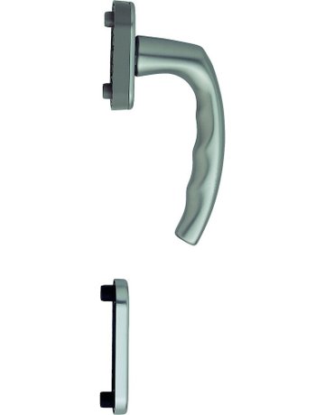 Fenstertür- Halbgarnitur, Profilzylinder gelocht, Atlanta 0530/U26/49PNS, Nockendurchmesser 10, Aluminium stahlfarbig - HOPPE