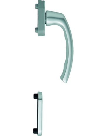 Fenstertür- Halbgarnitur, Profilzylinder gelocht, Luxembourg 099/U26/49PNS, Nockendurchmesser 10, Aluminium naturfarbig - HOPPE