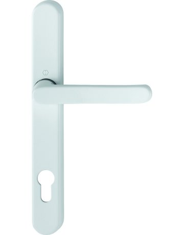 HOPPE Halbgarnitur Luxembourg 099KH/3347N, Langschild, oval, Profilzylinder gelocht, Entfernung 92mm, Vierkant 8mm, Türstärke 72 - 82mm, Befestigungstechnik mit Stütznocken, weiß, verkehrsweiß, beschichtet