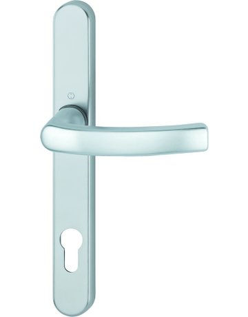 HOPPE Halbgarnitur Liège 1540/3347N, Langschild, oval, Profilzylinder gelocht, Entfernung 92mm, Vierkant 8mm, Türstärke 72 - 82mm, Befestigungstechnik mit Stütznocken, silber, naturfarben, eloxiert, Außen