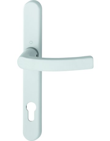 HOPPE Halbgarnitur Liège 1540/3347N, Langschild, oval, Profilzylinder gelocht, Entfernung 92mm, Vierkant 8mm, Türstärke 72 - 82mm, Befestigungstechnik mit Stütznocken, weiß, verkehrsweiß, beschichtet, Außen