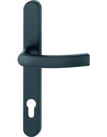HOPPE Halbgarnitur Liège 1540/3347N, Langschild, oval, Profilzylinder gelocht, Entfernung 92mm, Vierkant 8mm, Türstärke 72 - 82mm, Befestigungstechnik mit Stütznocken, schwarz, schwarz matt, Außen