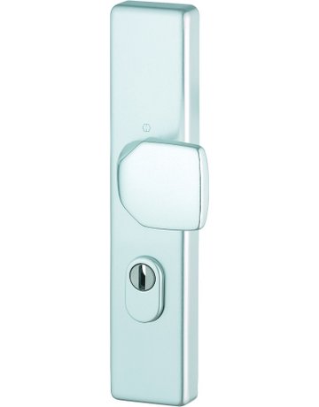 HOPPE Sicherheits-Halbgarnitur 61G/2222ZA, Langschild eckig, 15mm, ES 1, mit Zylinderabdeckung, Profilzylinder gelocht, Entfernung 72mm, Vierkant 8mm, Türstärke 37-42mm, naturfarben eloxiert