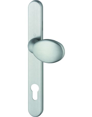 HOPPE Halbgarnitur 76G/3347N, Langschild, oval, Profilzylinder gelocht, Entfernung 92mm, Vierkant 8mm, Türstärke 72 - 82mm, Befestigungstechnik mit Stütznocken, grau, edelstahloptik matt, eloxiert