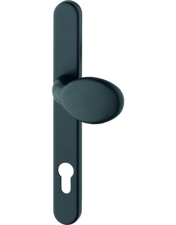 HOPPE Halbgarnitur 76G/3347N, Langschild, oval, Profilzylinder gelocht, Entfernung 92mm, Vierkant 8mm, Türstärke 72 - 82mm, Befestigungstechnik mit Stütznocken, schwarz, schwarz matt