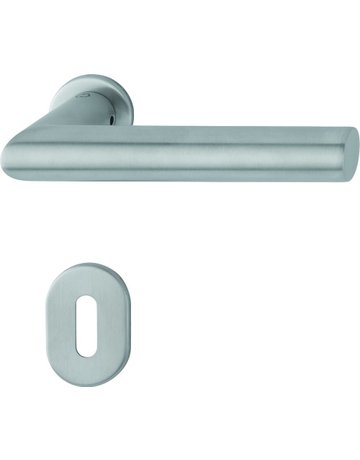 HOPPE Drückergarnitur Amsterdam E1400Z/868P/869PS-SK, Rosette, Buntbart gelocht, Vierkant 8mm, DIN Links-Rechts, TS 40 - 50mm, Befestigungstechnik ohne Stütznocken, grau, edelstahl matt