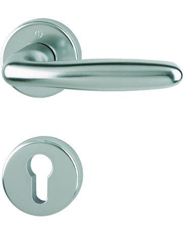 HOPPE Drückergarnitur Verona 1510/42KB/42KBS, Rosette, Profilzylinder gelocht, Vierkant 8mm, DIN Links-Rechts, TS 37 - 42mm, Befestigungstechnik mit Stütznocken, grau, stahlfarbig, eloxiert
