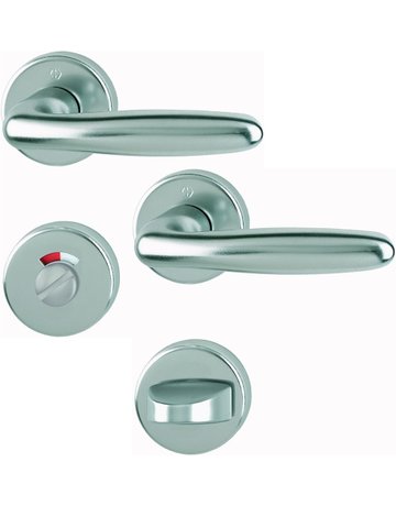 HOPPE Drückergarnitur Verona 1510/42KB/42KBS, Rosette, WC Schauscheibe/Schlitzkopf, Vierkant 8mm, Riegel-Vierkant 8mm, DIN Links-Rechts, TS 37 - 47mm, Befestigungstechnik mit Stütznocken, grau, stahlfarbig, eloxiert
