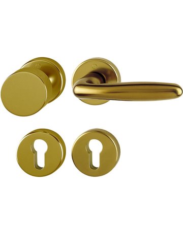 HOPPE Wechselgarnitur Verona 58/42KB/42KBS/1510, Rosette, Profilzylinder gelocht, Vierkant 8mm, DIN Links-Rechts, TS 37 - 47mm, Befestigungstechnik mit Stütznocken, braun, bronzefarben, eloxiert