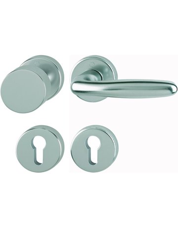 HOPPE Wechselgarnitur Verona 58/42KB/42KBS/1510, Rosette, Profilzylinder gelocht, Vierkant 8mm, DIN Links-Rechts, TS 37 - 47mm, Befestigungstechnik mit Stütznocken, grau, stahlfarbig, eloxiert