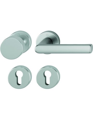 HOPPE Wechselgarnitur Hamburg 58/42KB/42KBS/1700, Rosette, Profilzylinder gelocht, Vierkant 8mm, DIN Links-Rechts, TS 37 - 47mm, Befestigungstechnik mit Stütznocken, grau, stahlfarbig, eloxiert
