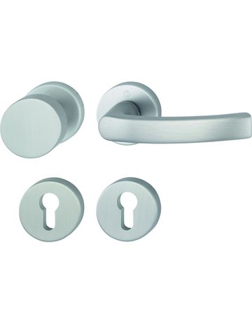 HOPPE Wechselgarnitur Luxembourg 58/42KB/42KBS/199, Rosette, Profilzylinder gelocht, Vierkant 8mm, DIN Links-Rechts, TS 37 - 47mm, Befestigungstechnik mit Stütznocken, grau, edelstahloptik matt, eloxiert