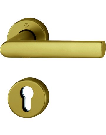 HOPPE Drückergarnitur Hamburg FS-1700/42H/42HS, Rosette, Profilzylinder gelocht, Vierkant 9mm, DIN Links-Rechts, TS 45 - 65mm, Befestigungstechnik mit Stütznocken, braun, bronzefarben, eloxiert