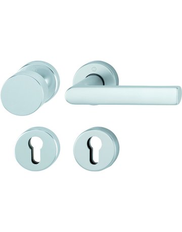 HOPPE Wechselgarnitur Hamburg FS-58/42H/42HS/1700, Rosette, Profilzylinder gelocht, Vierkant 9mm, DIN Links-Rechts, TS 45 - 65mm, Befestigungstechnik mit Stütznocken, silber, naturfarben, eloxiert