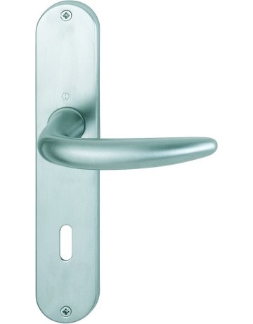 HOPPE Drückergarnitur Atlanta M1530/302, Langschild, oval, Buntbart gelocht, Entfernung 72mm, Vierkant 8mm, Türstärke 37 - 47mm, Befestigungstechnik ohne Stütznocken, silber, satiniert verchromt-Resista, CORE