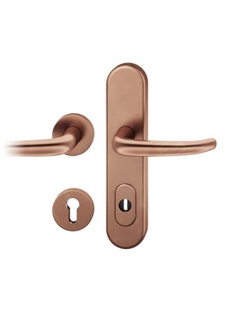 Drücker-Grt. li PZ 92mm Rosette S2 Bronze hell patiniert gewachst - FSB