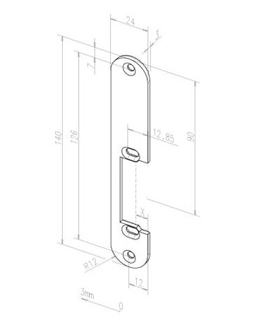 Flachschließblech 184 DR,24x140x3 rd,staubgrau - effeff
