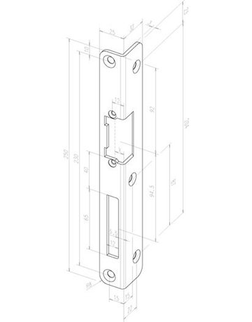 Winkelschließblech 450 DR,25x250x32 rd,goldfarbig - effeff