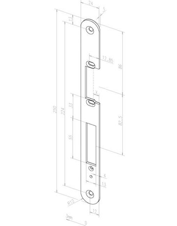 Flachschließblech 909 DR,24x250 rd,verzinkt - effeff