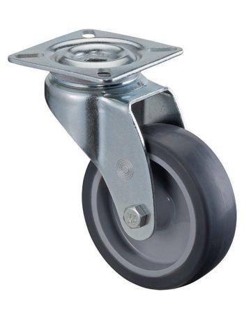 Lenkrolle 75mm, A300 Platte, Gummirad, GL A300.A80.075 - BS ROLLEN