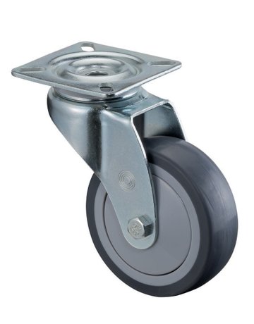Lenkrolle, Ø 75, B 25mm A300.A85,50kg, mit Platte, grau - BS ROLLEN