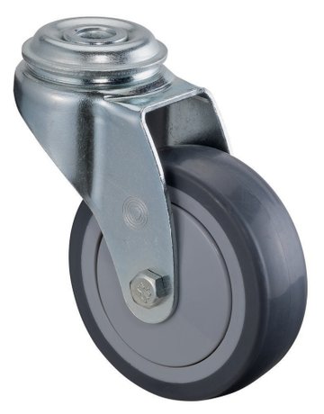 Lenkrolle, Ø 75, B 25mm A301.A85,50kg, mit Platte, grau - BS ROLLEN