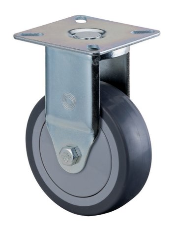 Bockrolle, Ø 75mm, B 25mm, Tragkraft 50kg A310.A85, mit Anschraubplatte, grau - BS ROLLEN