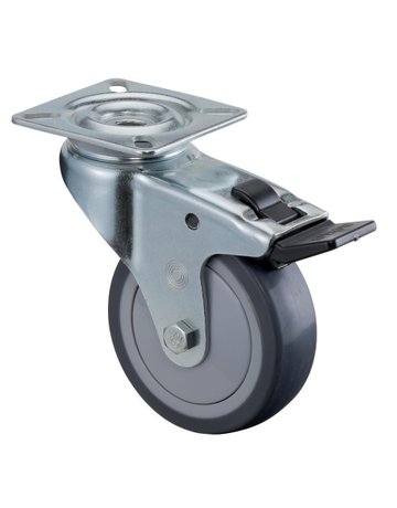 Lenkrolle, mit Totalfestst., Ø 75, B 25mm A320.A85,50kg, mit Platte, grau - BS ROLLEN