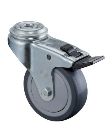Lenkrolle, mit Totalfestst., Ø 75, B 25mm A321.A85,50kg, mit Platte, grau - BS ROLLEN