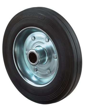 Gummirad 200mm B55.200 schwarz, Radk.verzinkt, RL - BS ROLLEN