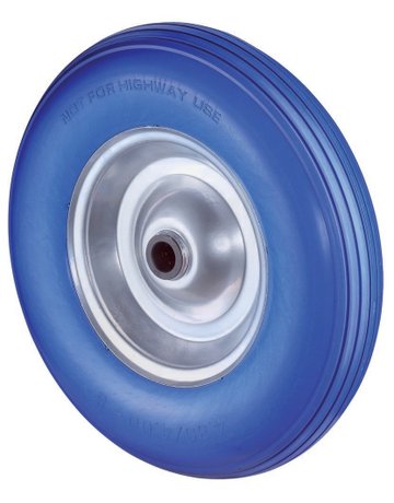Polyurethanrad pannensicher blau Ø400 Stahlfelge Rolllager Achse Ø 20mm, 200kg - BS ROLLEN