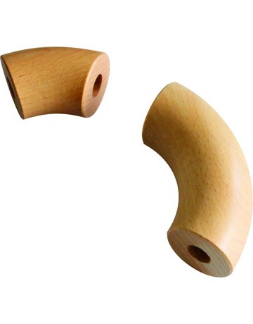 Handlauf - Bogen 45 Grad Buche lackiert 42,4 mm D. mit 15 mm Bohrung