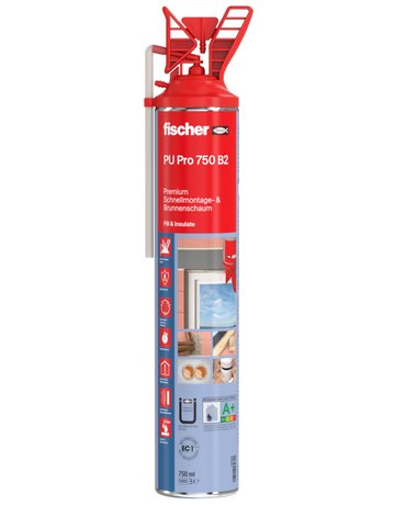 Schnellmontageschaum PU 1/750 B2 Farbe:beige,Füllmenge:750 ml - fischer
