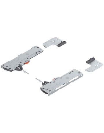 Set (TIP-ON BLUMOTION Einheit + Mitnehmer + Adapter), für LEGRABOX, für MOVENTO, Typ L3, NL=350-750 mm, Gesamtgewicht des Auszugs=15-40 kg, links/rechts, R7037 staubgrau