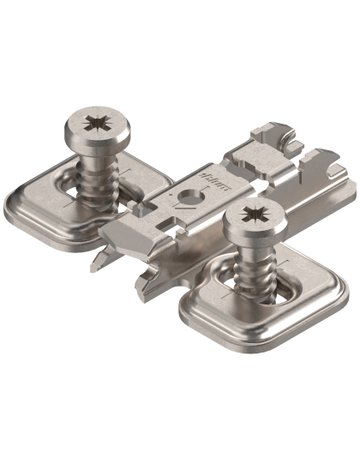 CLIP Montageplatte, kreuz, 0 mm, Stahl, mit vormontierten Systemschrauben, HV: Langloch, vernickelt - Blum - 1