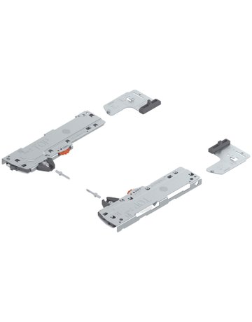 Set (TIP-ON BLUMOTION Einheit + Mitnehmer + Adapter), für LEGRABOX, für MOVENTO, Typ L1, NL=350-750 mm, Gesamtgewicht des Auszugs=0-20 kg, links/rechts, R7035 lichtgrau