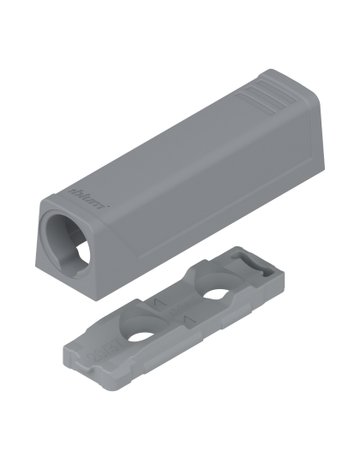TIP-ON Adapterplatte für Türen, Kurzversion, gerade, Schrauben, R7036 platingrau - Blum