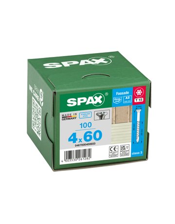 SPAX-S A2 LINSENSENKKOPF KLEINER KOPF T-STAR+ 4,0x60 mm A2 T15 CUT 100ST - 4