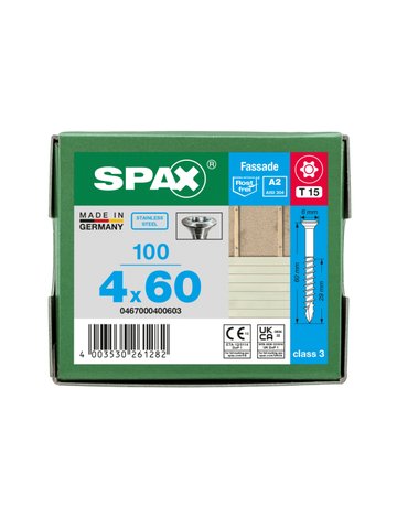SPAX-S A2 LINSENSENKKOPF KLEINER KOPF T-STAR+ 4,0x60 mm A2 T15 CUT 100ST - 6