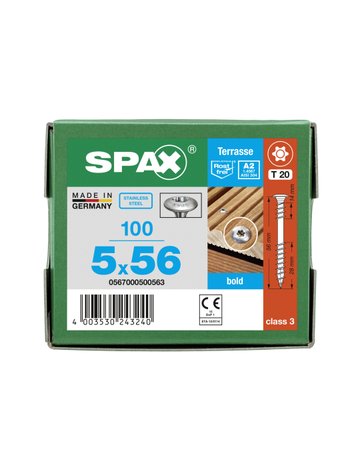 Terassenschraube BOLD Zierkopf 5x56mm,Fixgw,Innensechsrund T20,ER A2 - SPAX - 6