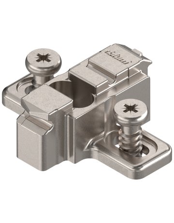 CLIP Montageplatte, kreuz, 9 mm, Zink, mit vormontierten Systemschrauben, HV: Langloch, vernickelt - Blum - 1