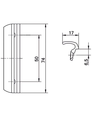 Ziehgriff,74mm,Aluminium - Roto - 3