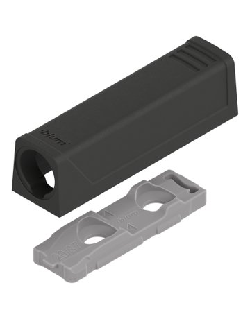 TIP-ON Adapterplatte für Türen, Kurzversion, gerade, Schrauben, carbonschwarz - Blum