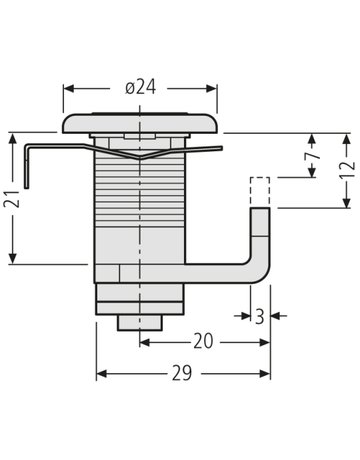 Zylinderschloß 448 mit Feder 2 Riegel,7 + 12 mm,22 mm D. - Renz - 3
