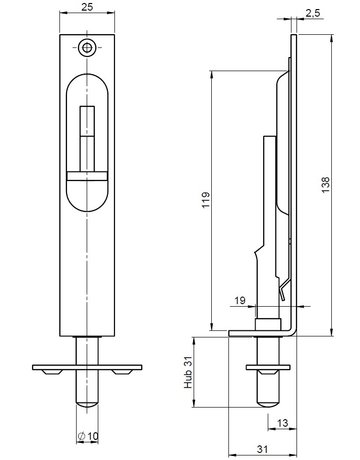 Einlassriegel gelb verzinkt Nr. 258 - HELM - 2