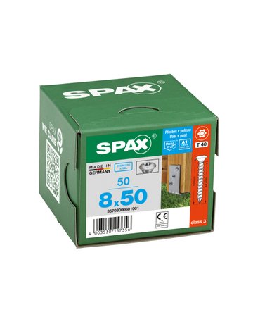 Pfostenschraube A1 Zentrierkopf 8x50mm,Vollgw,Innensechsrund T40,ER A2 - SPAX - 4